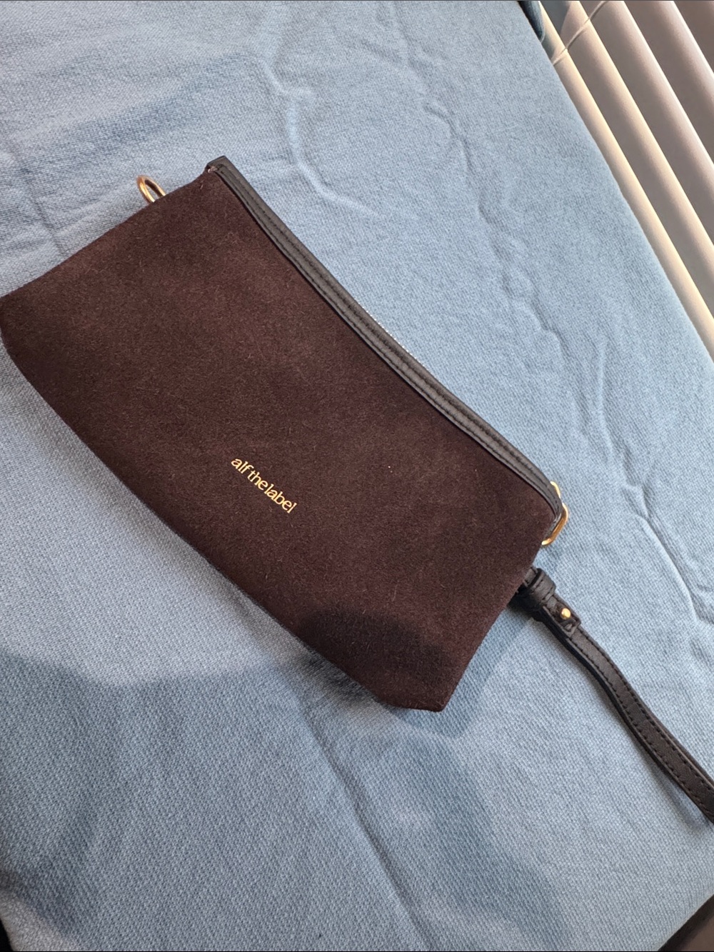 Alf the Label Dark Chocolate suede Anita carryall.